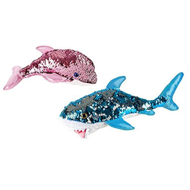 Sequinimals Sequin Sea Animals ~ Pink Dolphin & Great White Shark Set by Reversible Mermaid Sequins Rinco Sequinimals Sequin Sea Animals ~ Pink Dolphin & Great White Shark Set by Reversible Mermaid Sequins Rinco